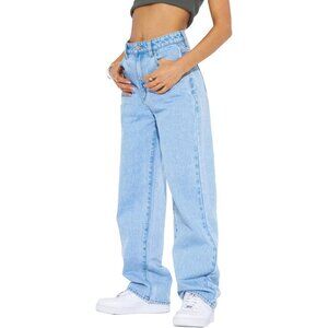 Women's High Waisted Baggy Boyfriend Jeans Straight Leg Denim Casual Pants